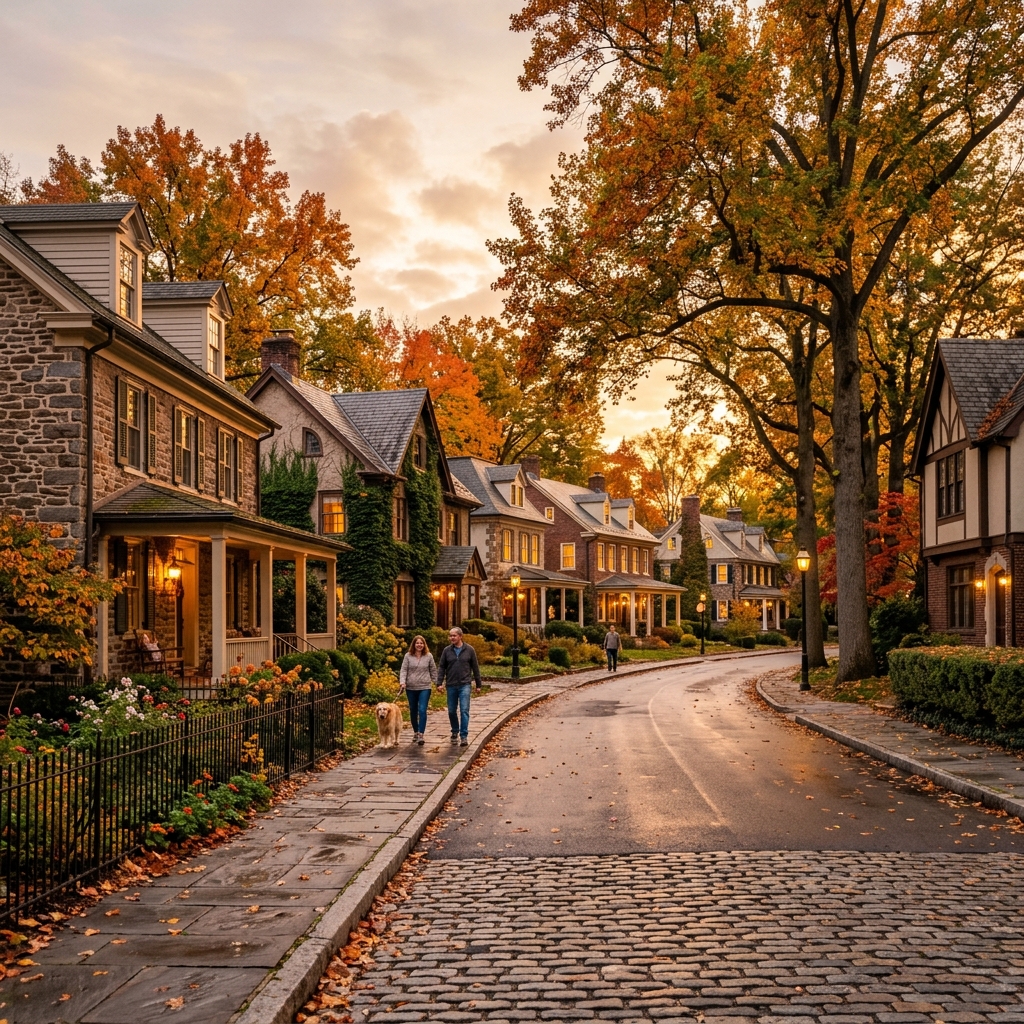 A tree-lined Princeton street with historic homes